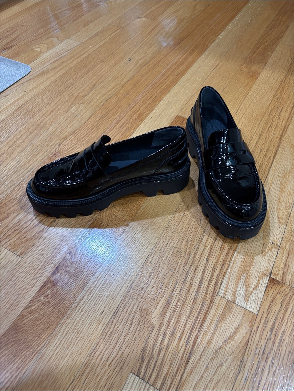 rag & bone Glossy Black Chunky Lug Penny Loafers